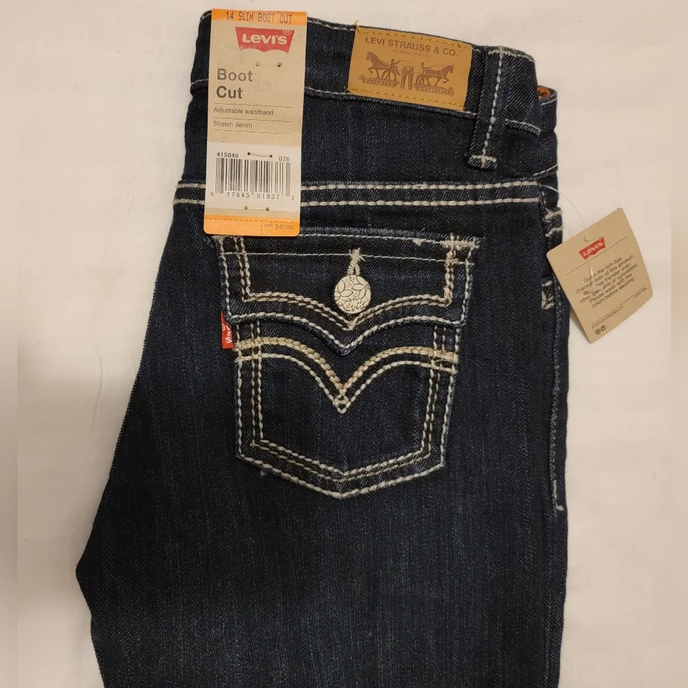 NWT Levi's Girl's 14 Slim Boot Cut Stretch Denim Jean - Picture 1 of 13